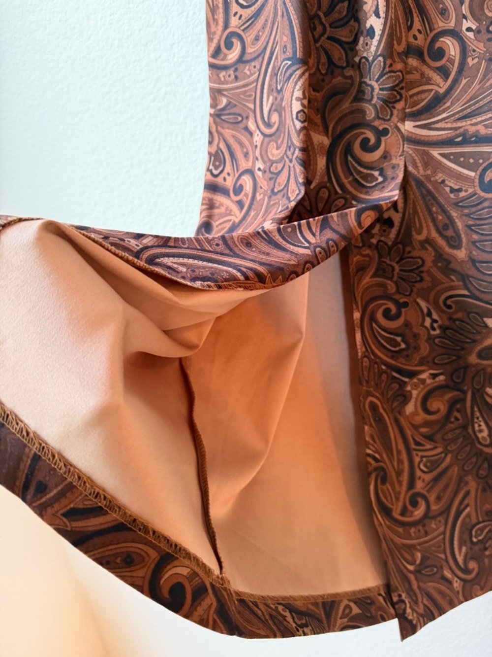 Vintage Inspired Brown Paisley Midi Skirt Dark Academia Minimalist Luxury 12 - Picture 9 of 11